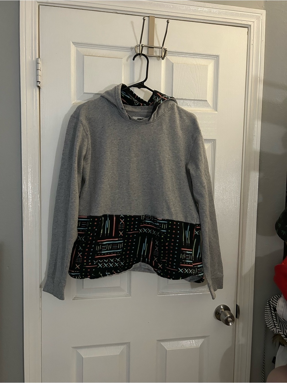 Star Wars Gray Hoodie with Black Geometric Hem